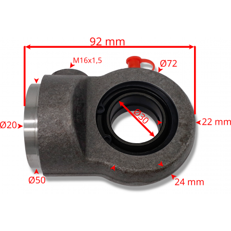 UCHO SIŁOWNIKA TYLNE WAHLIWE FI 30mm M16x1,5 50W-00